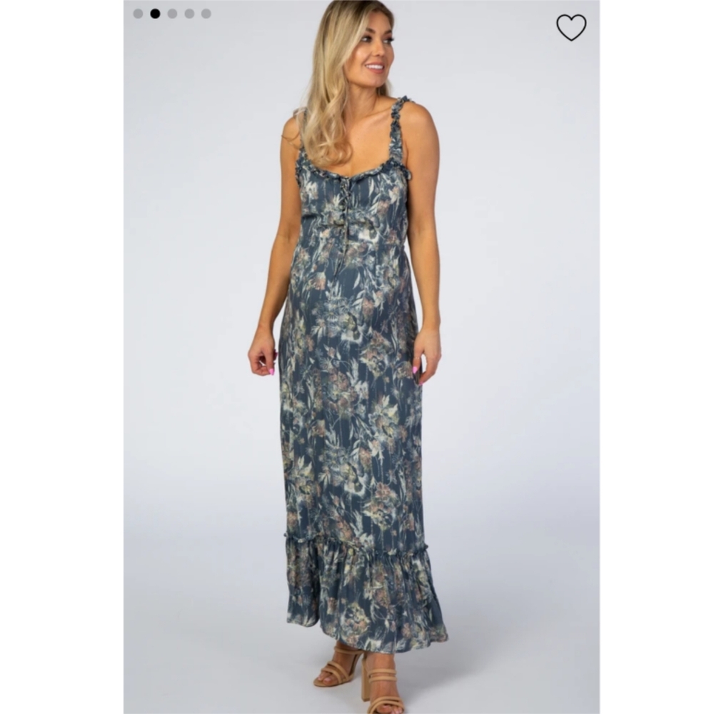Maternity Floral Shimmer Maxi Dress